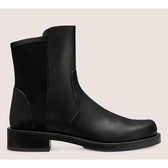 Stuart Weitzman Women's 5050 Bold Ankle Bootie Black Leather Size 8 NIB - Picture 1 of 12